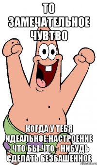 то замечательное чувтво когда у тебя идеальное настроение , что бы что - нибудь сделать безбашенное