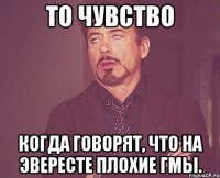 то чувство когда говорят, что на эвересте плохие гмы.