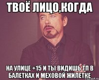 твоё лицо,когда на улице +15 и ты видишь тп в балетках и меховой жилетке