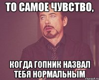 то самое чувство, когда гопник назвал тебя нормальным