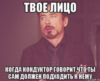 твое лицо когда кондуктор говорит,что ты сам должен подходить к нему