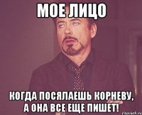 мое лицо когда посялаешь корневу, а она все еще пишет!