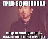 лицо вдовенкова когда пришел сдавать 22 лабы по оее, в конце семестра