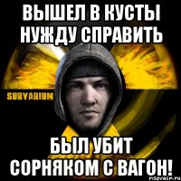 вышел в кусты нужду справить был убит сорняком с вагон!