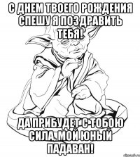 с днем твоего рождения спешу я поздравить тебя! да прибудет с тобою сила, мой юный падаван!