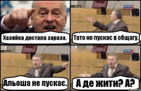 Хазяйка достала зараза. Тато не пускає в общагу. Альоша не пускає. А де жити? А?