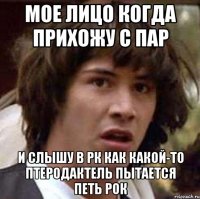 мое лицо когда прихожу с пар и слышу в рк как какой-то птеродактель пытается петь рок