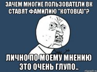 зачем многие пользователи вк ставят фамилию "котов(а)"? лично по моему мнению это очень глупо..