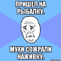 пришел на рыбалку. мухи сожрали наживку.