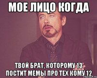 мое лицо когда твой брат, которому 13 постит мемы про тех кому 12