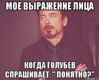 мое выражение лица когда голубев спрашивает: " понятно?"