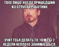 твое лицо, когда пришедший из отпуска работник учит тебя делать то, чем ты 2 недели неплохо занимаешься.