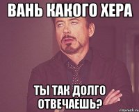 вань какого хера ты так долго отвечаешь?