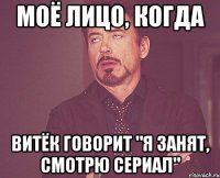 моё лицо, когда витёк говорит "я занят, смотрю сериал"