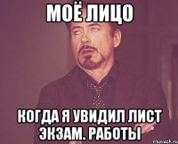 моё лицо когда я увидил лист экзам. работы