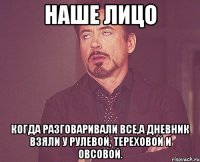 наше лицо когда разговаривали все,а дневник взяли у рулевой, тереховой и овсовой.