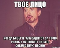 твое лицо когда бибер и гага садятся за твою рояль и начинают писать совместную песню