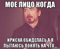 мое лицо когда ириска обиделась,а я пытаюсь понять на что...