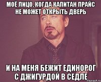 моё лицо, когда капитан прайс не может открыть дверь и на меня бежит единорог с джигурдой в седле