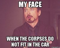 my face when the corpses do not fit in the car