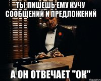 ты пишешь ему кучу сообщений и предложений а он отвечает "ок"