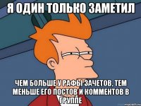 я один только заметил чем больше у рафы зачетов, тем меньше его постов и комментов в группе