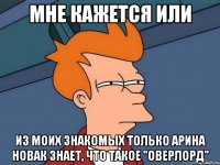 мне кажется или из моих знакомых только арина новак знает, что такое "оверлорд"