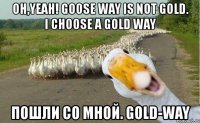 oh,yeah! goose way is not gold. i choose a gold way пошли со мной. gold-way