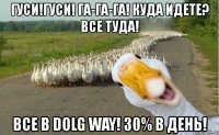 гуси!гуси! га-га-га! куда идете? все туда! все в dolg way! 30% в день!