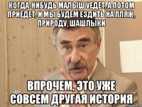 когда-нибудь малыш уедет, а потом приедет, и мы будем ездить на пляж, природу, шашлыки впрочем, это уже совсем другая история