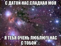 с датой нас,сладкая моя я тебя очень люблю!у нас с тобой ∞