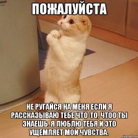 пожалуйста не ругайся на меня если я рассказываю тебе что-то, чтоо ты знаешь. я люблю тебя и это ущемляет мои чувства.