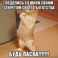 поделись со мной своим секретом своего богатства будь ласка!!!