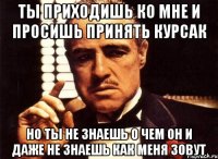 ты приходишь ко мне и просишь принять курсак но ты не знаешь о чем он и даже не знаешь как меня зовут