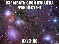 взрывать свой пукан на чужой стене охуенно