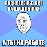 воскресенье. все на шашлыках а ты на работе