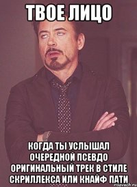 твое лицо когда ты услышал очередной псевдо оригинальный трек в стиле скриллекса или кнайф пати