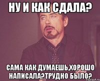 ну и как сдала? сама как думаешь,хорошо написала?трудно было?