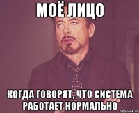 моё лицо когда говорят, что система работает нормально