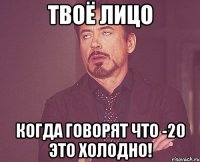 твоё лицо когда говорят что -20 это холодно!