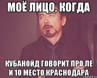 моё лицо, когда кубанойд говорит про ле и 10 место краснодара