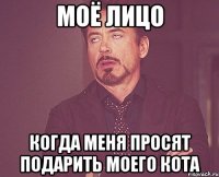 моё лицо когда меня просят подарить моего кота