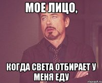 мое лицо, когда света отбирает у меня еду