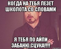 когда на тебя лезет школота со словами я тебя по айпи забаню,сцука!!!