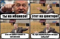 ты на ибанезе! этот на шектере! этот на хуйне какой-то китайской. чё, про нормальные гитары забыли?