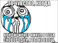 то чувство, когда кондиционер кинул в тебя сковородку, а ты не овощ.