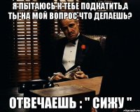 я пытаюсь к тебе подкатить,а ты на мой вопрос что делаешь? отвечаешь : " сижу "