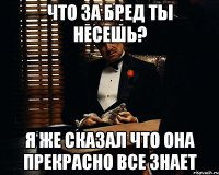 что за бред ты несешь? я же сказал что она прекрасно все знает