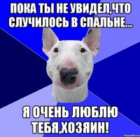 пока ты не увидел,что случилось в спальне... я очень люблю тебя,хозяин!