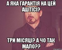 а яка гарантія на цей аштісі? три місяці? а чо так мало??